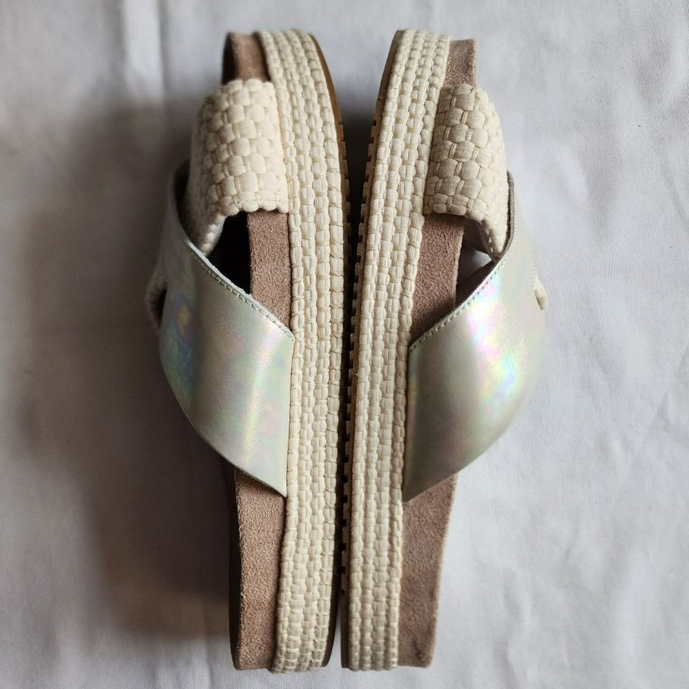 TOMS Women's Paloma Leather & Rope Crossover‎ Flat Sandals Slides Silver Size W9 - Picture 8 of 16